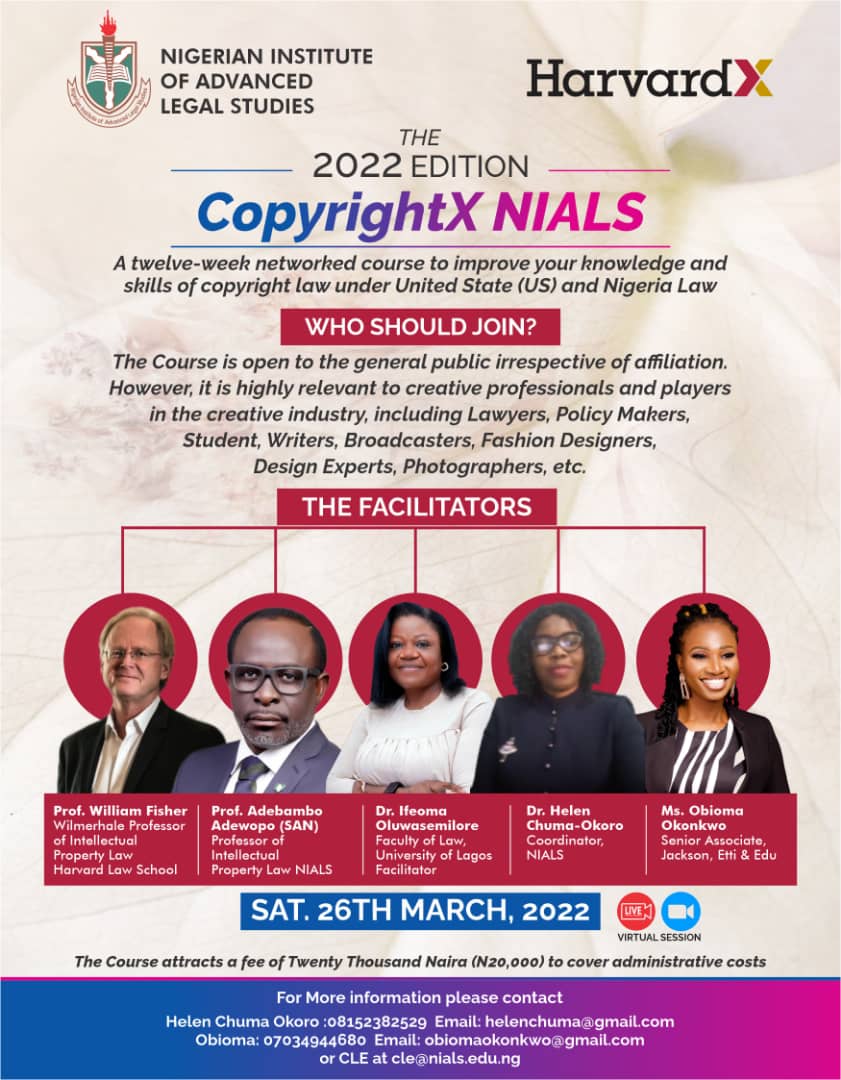 NIALS online CopyrightX Course 2022 slated to begin 26 March 2022